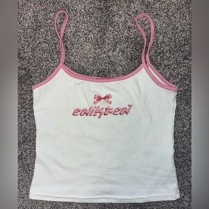 Edikted White Tank Top with Pink Trim
